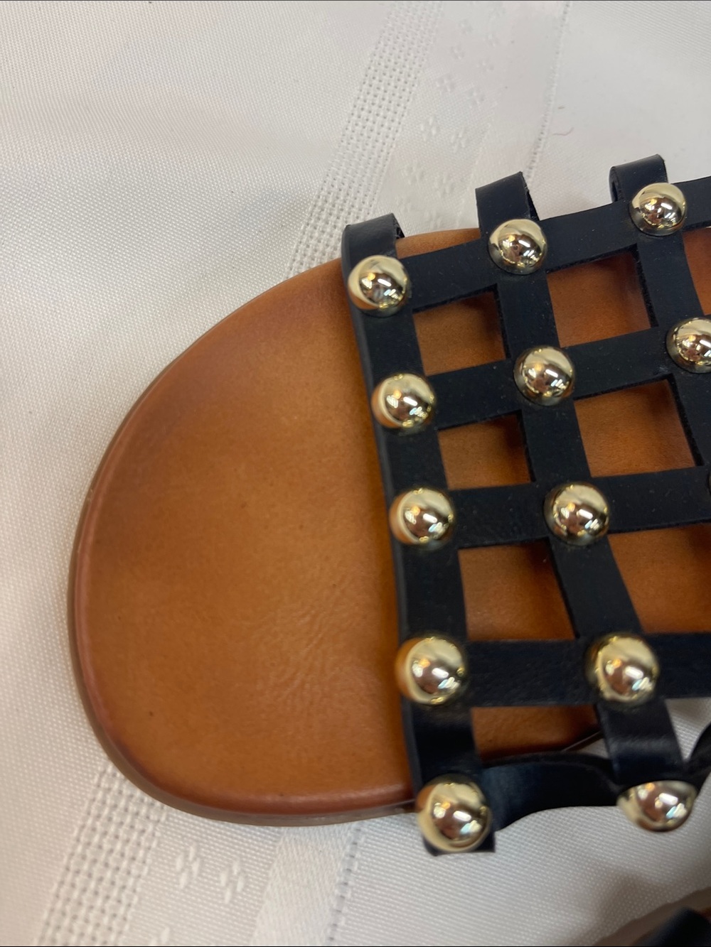 Steve Madden Black Studded Woven Slide Sandals Sz 6.5 - Picture 6 of 16